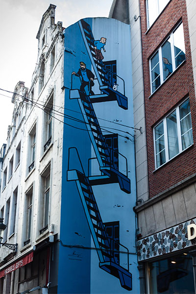 Viñeta del cómic Tintín, de Hergés. Bruselas